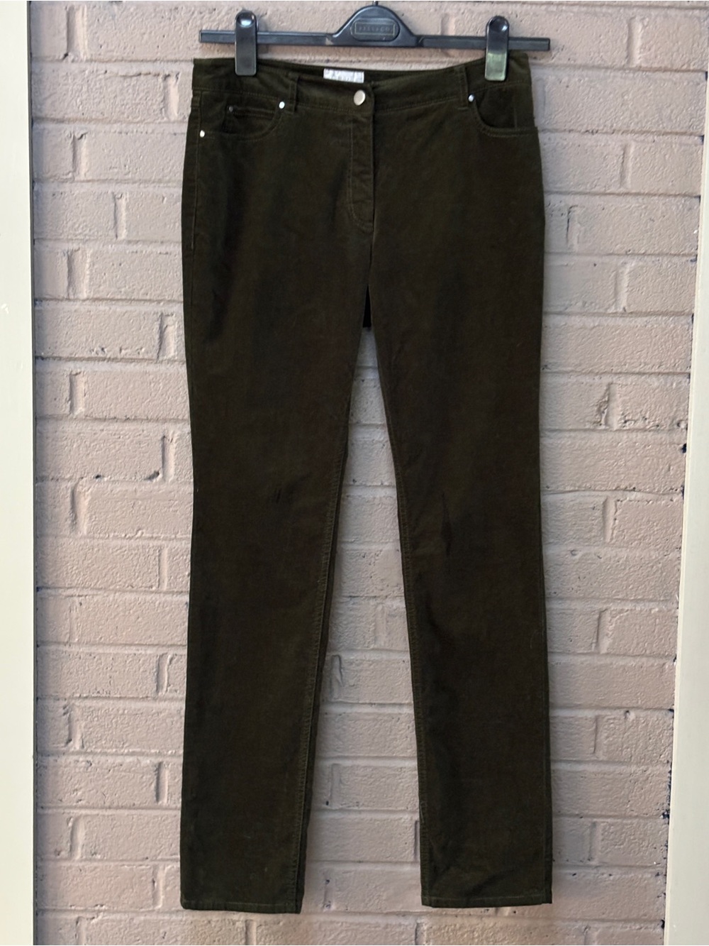 Pure Collection NWT Olive Wash Velvet Jean 4